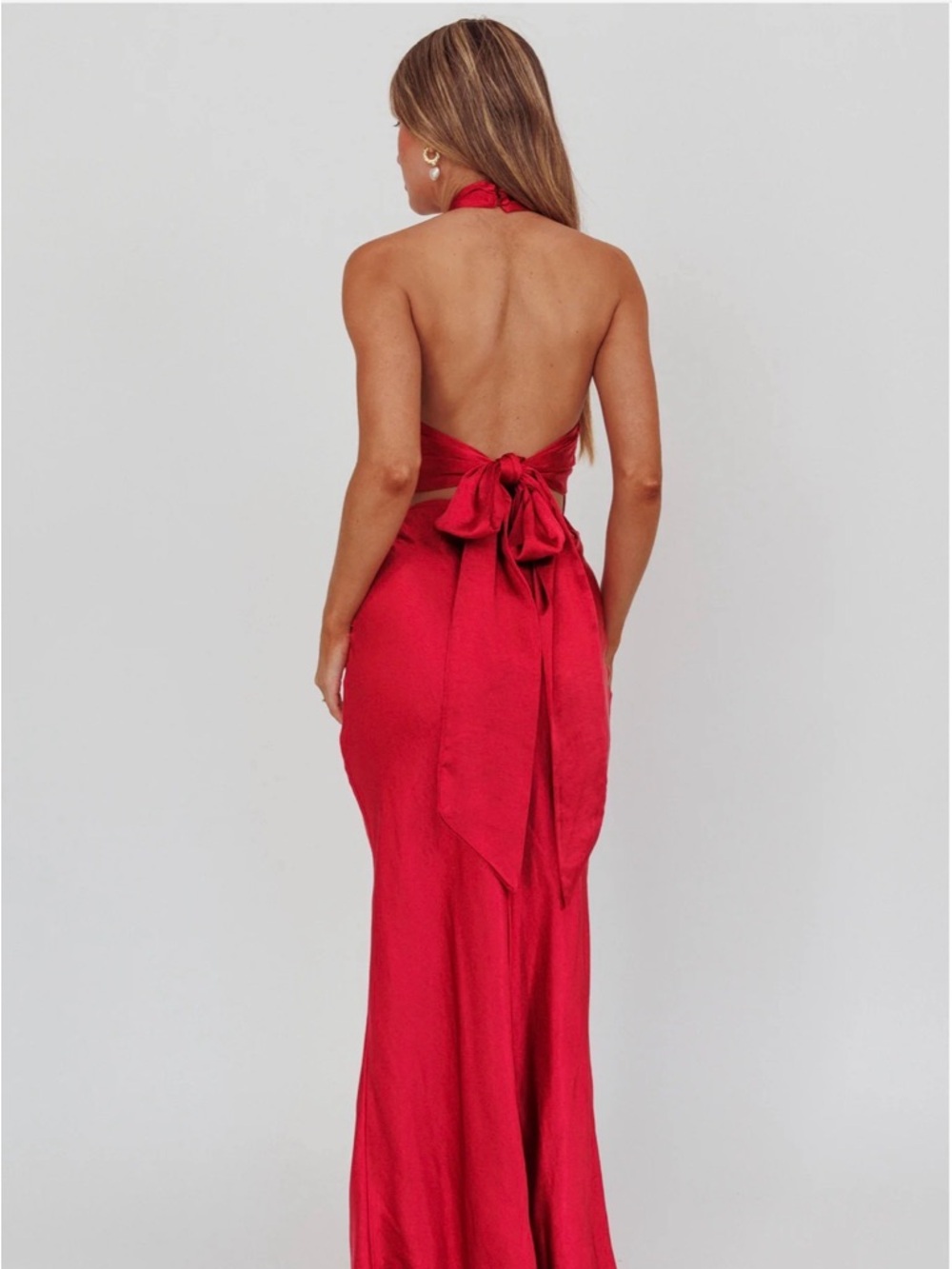 Honeymoon Crossover Halterneck Maxi Dress | Wine - Picture 2 of 4